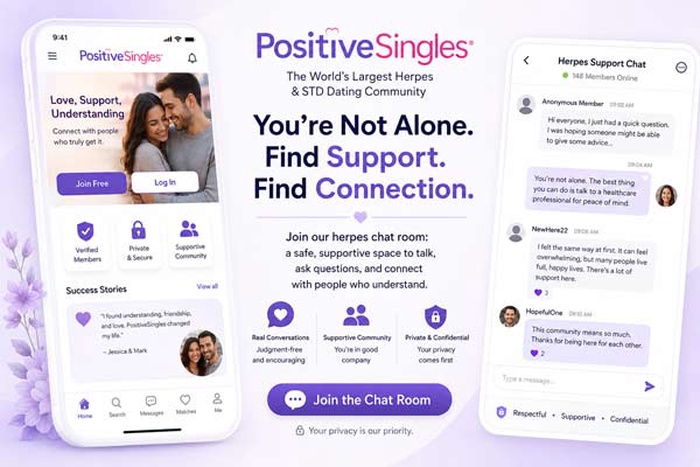 Looking for a free herpes chat room online? Join PositiveSingles online herpes chat rooms 
