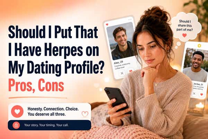 should I disclose herpes on my dating profile, should I mention herpes in my dating profile, should you put HSV on your dating profile, how to disclose herpes online dating, Is it better to disclose herpes in your dating profile? Is it wrong not to put herpes on your dating profile?should I disclose herpes on Tinde