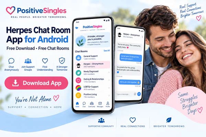 herpes chat room app for android free download, free herpes chat room app for android, best herpes chat room app for android, herpes chat app android, HSV chat room app, free herpes chat rooms, PositiveSingles Android app