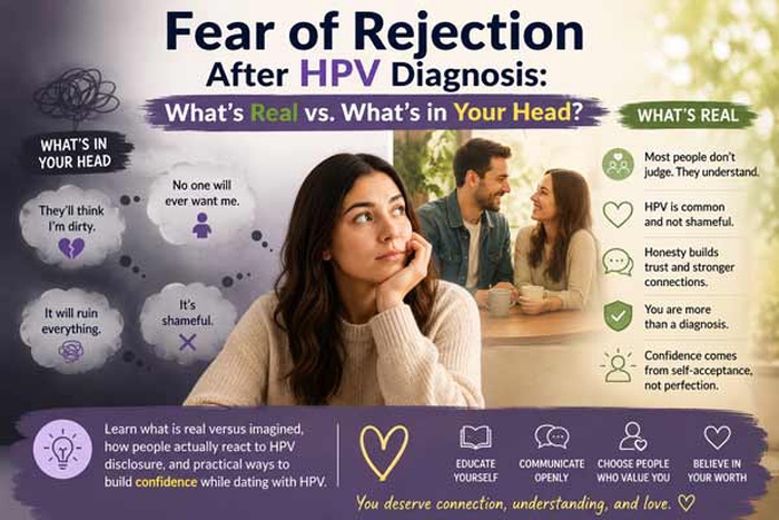 fear of rejection after HPV diagnosis, how do I stop fearing rejection after an HPV diagnosis, how to stop worrying about HPV disclosure, will someone reject me if I tell them I have HPV, fear of rejection after hpv, dating with hpv what to expect, do most people care if you have HPV, how do people react when you disclose HPV, HPV disclosure anxiety, HPV dating confidence, HPV stigma in relationships, HPV acceptance in dating