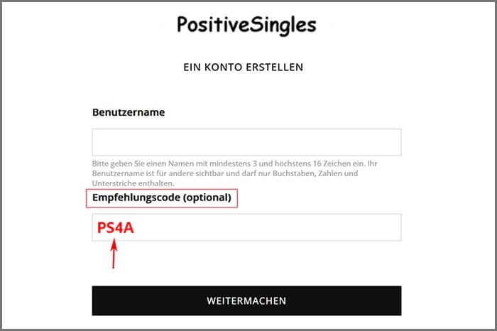 PositiveSingles offizieller Empfehlungs-Gutscheincode: PS4A