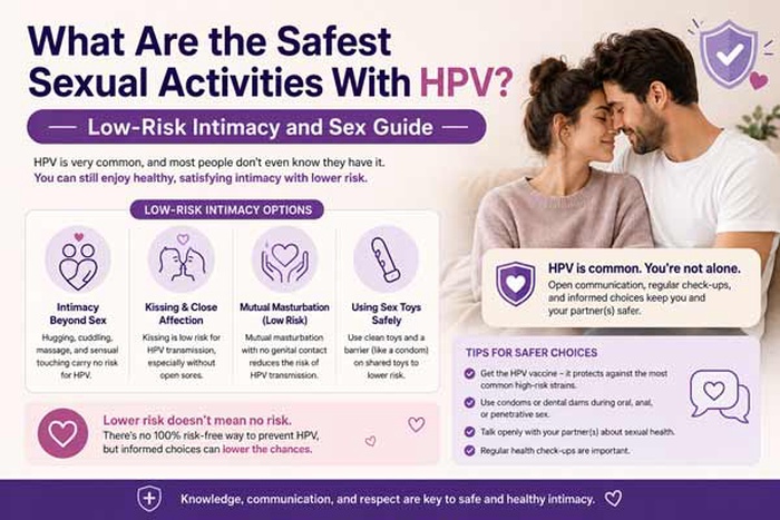 safest sexual activities for people with HPV, safest intimacy options after HPV diagnosis, what sexual activities are low risk for HPV, can HPV spread without penetration, intimacy options that reduce HPV transmission, HPV safe sex practices, sex with HPV, HPV transmission during sexual activity, non penetrative intimacy with HPV, oral sex and HPV