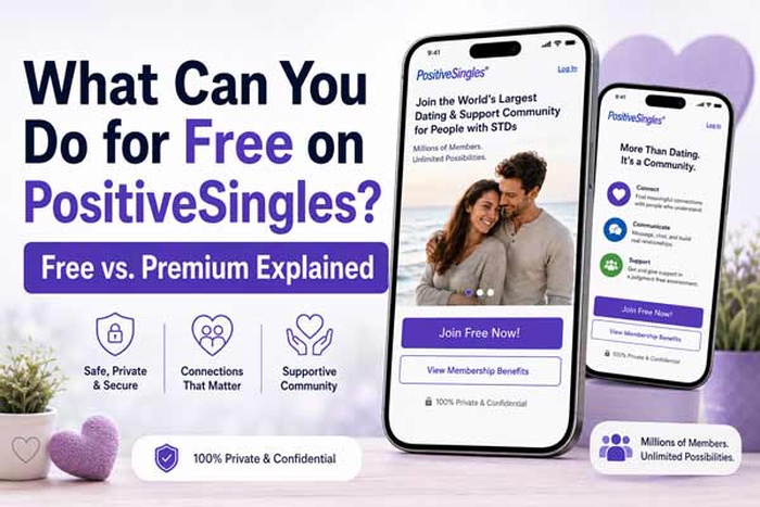 What can you do for free on PositiveSingles, What is free on PositiveSingles, PositiveSingles free features, Is PositiveSingles free, Can you use PositiveSingles without paying, Can you message for free on PositiveSingles, PositiveSingles free account, PositiveSingles Premium features, PositiveSingles membership
