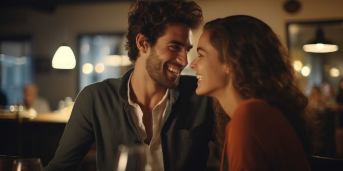 A beautiful couple in love spends time together