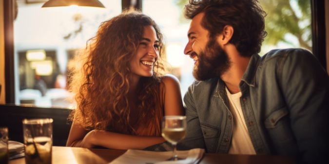 A beautiful couple in love spends time together