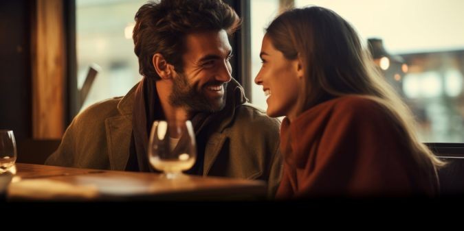 A beautiful couple in love spends time together