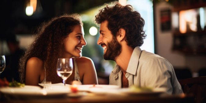 A beautiful couple in love spends time together