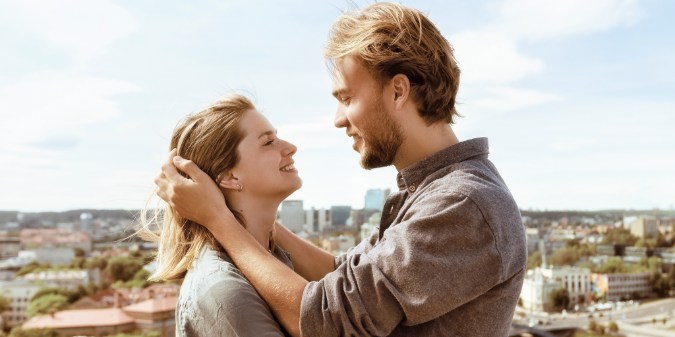 couple looking tender at each other