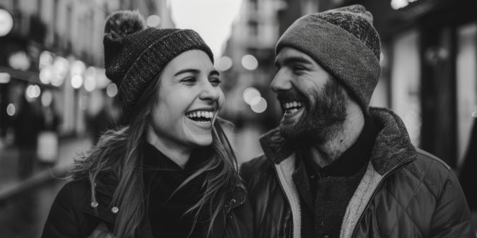 Couple laughing together