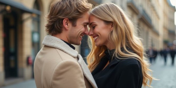 Joyful couple sharing a moment
