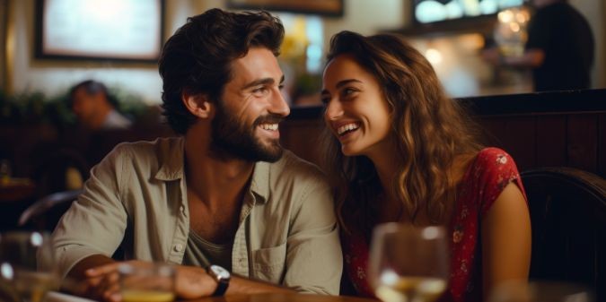 A beautiful couple in love spends time together