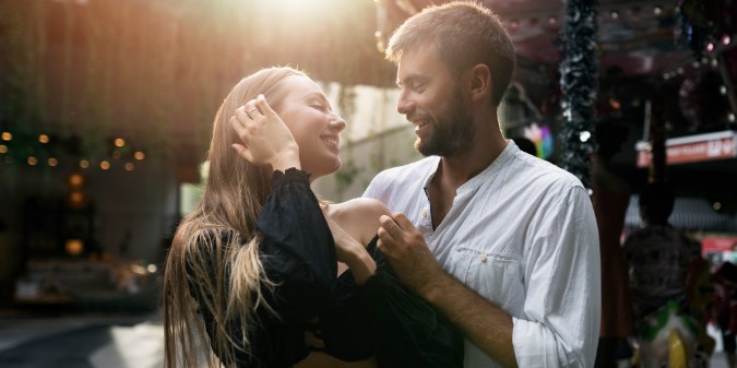 smiling sweet couple