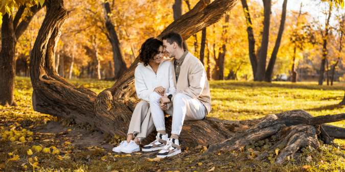 charming couple in the park