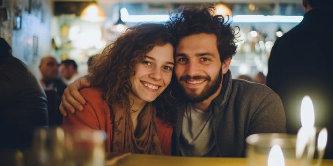 A beautiful couple in love spends time together