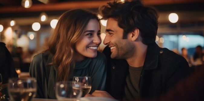A beautiful couple in love spends time together