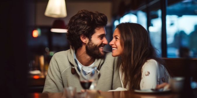A beautiful couple in love spends time together
