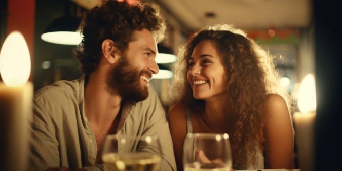 A beautiful couple in love spends time together